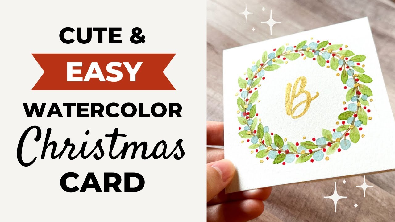DIY watercolor Christmas wreath card (quick & easy!)