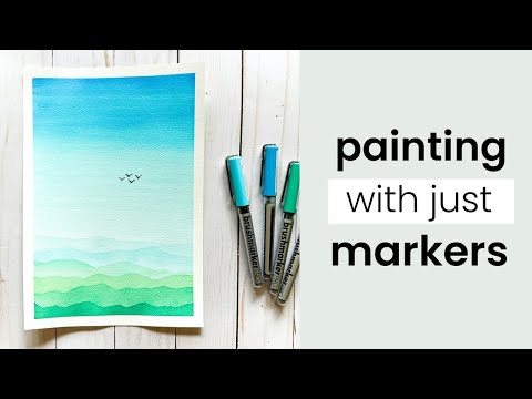 Easy watercolor landscape with Karin markers