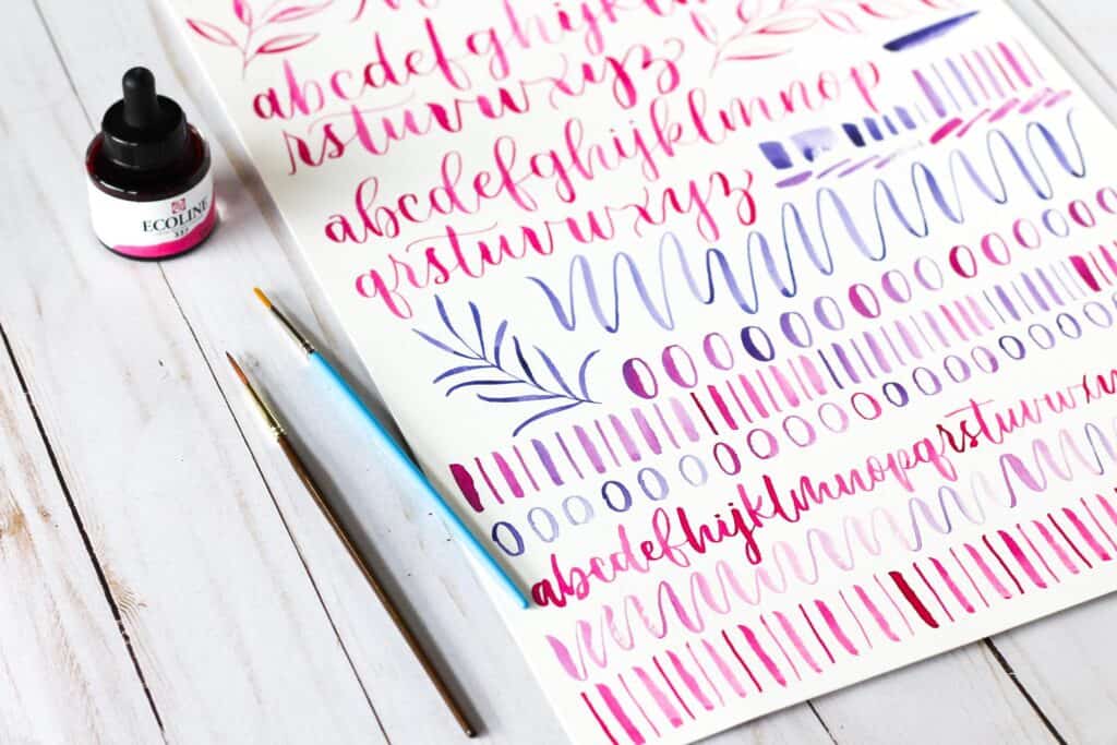 watercolor brush lettering exercises
