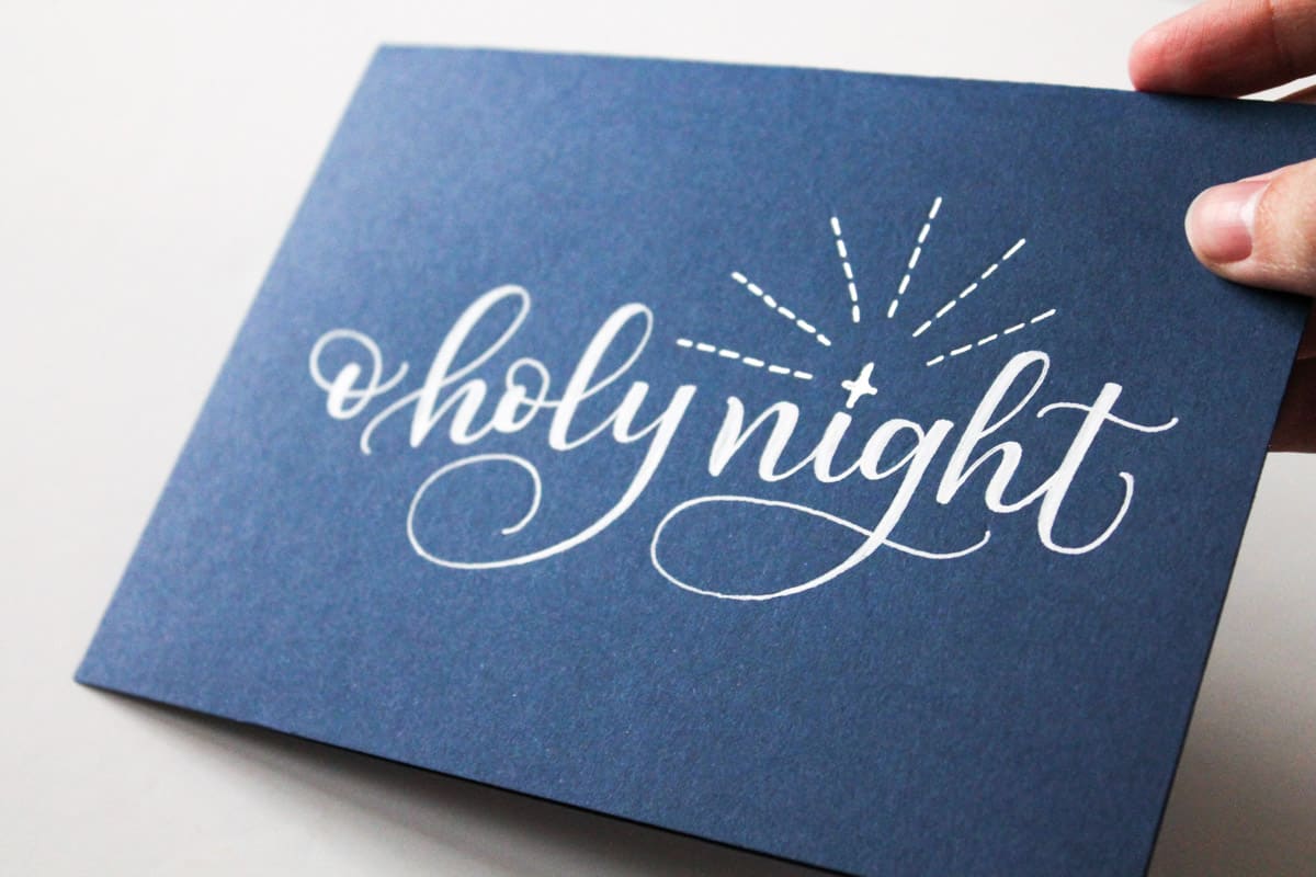 O holy night Christmas calligraphy card tutorial