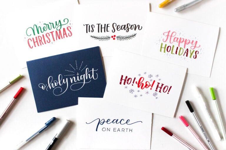 DIY Christmas Greeting Cards (with calligraphy templates)