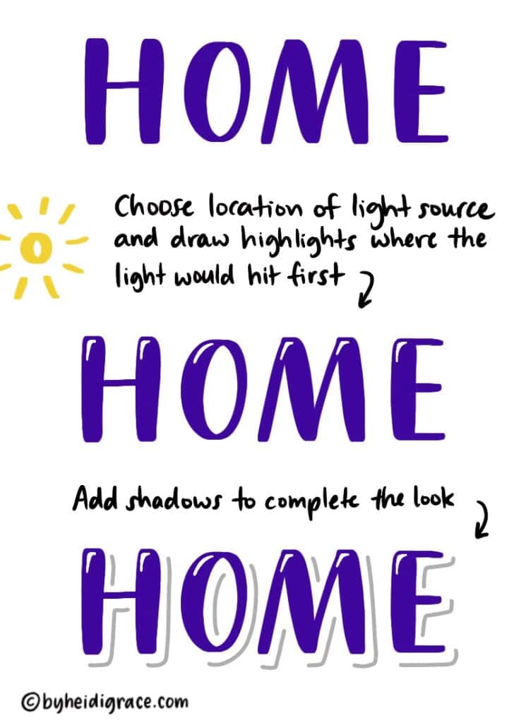 how to add lettering highlights