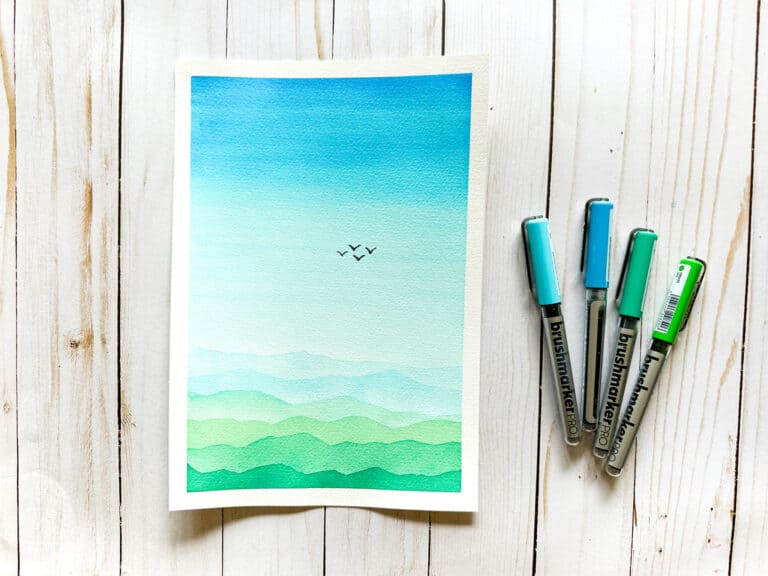 Easy Landscape Painting with Watercolor Markers