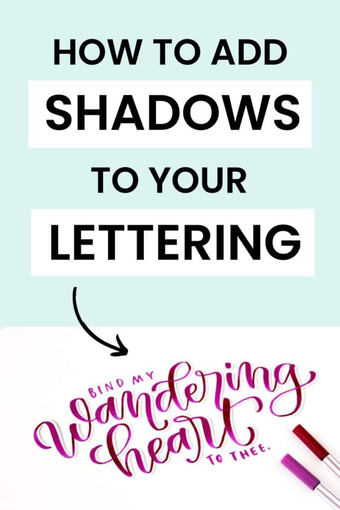 how to add shadows to your lettering text with red and pink calligraphy example