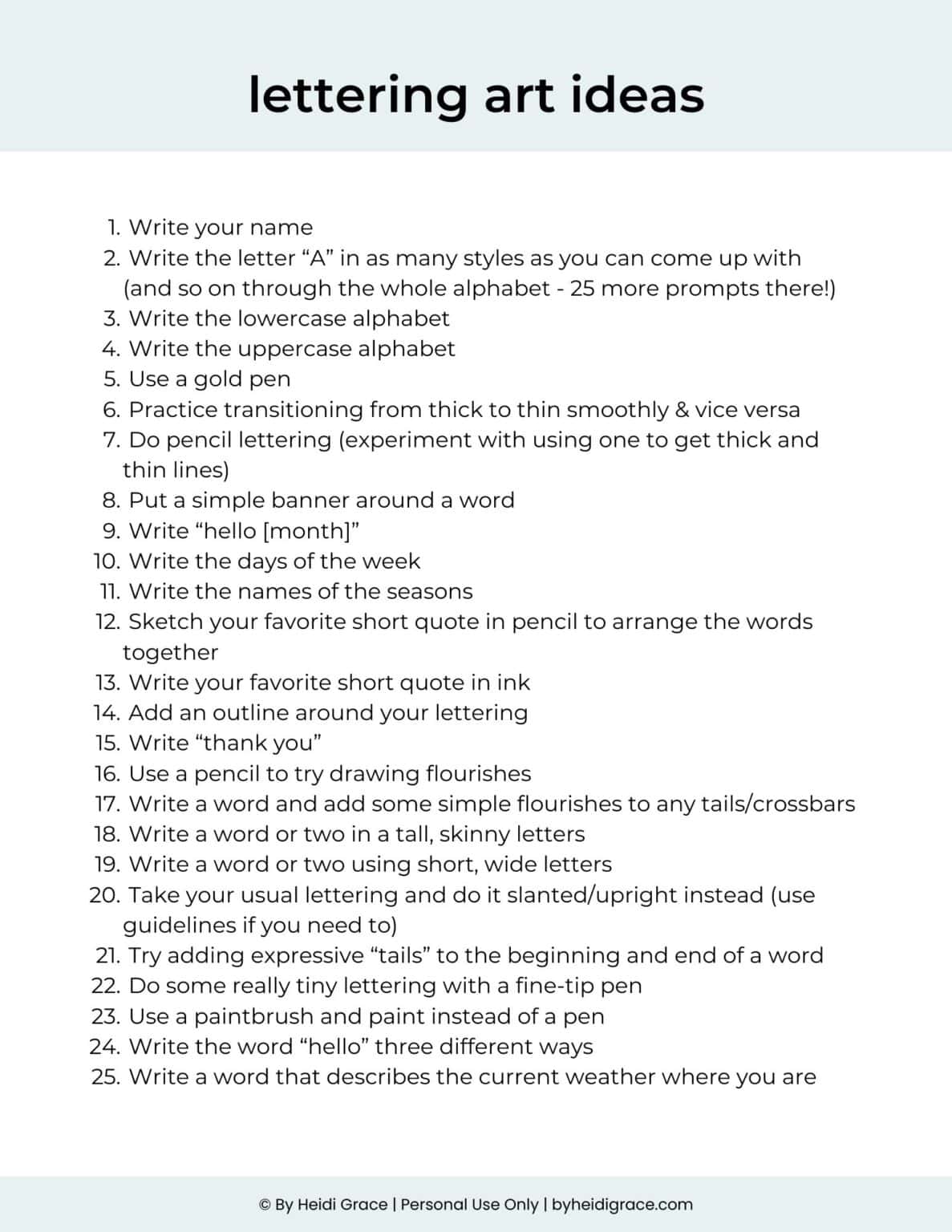 FREE Download: 160 Art Practice Prompts - By Heidi Grace