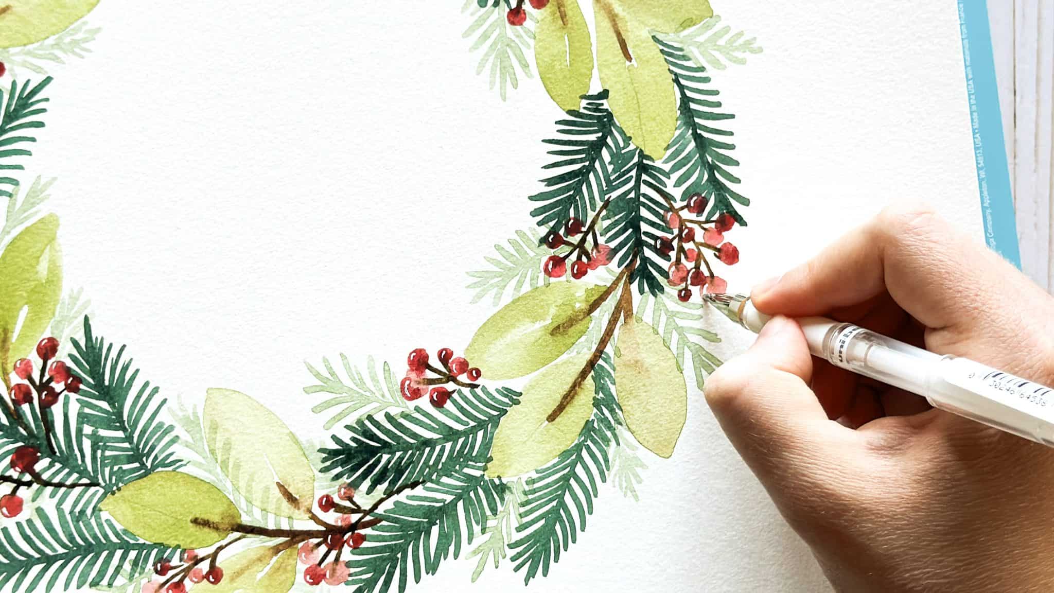 Step by Step Watercolor Christmas Wreath Tutorial (easy and fun!) - By ...