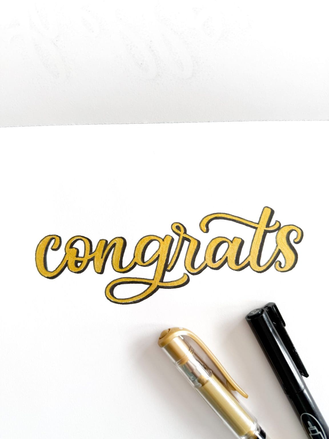 Metallic Gold Lettering With Black Shadow Tutorial - By Heidi Grace